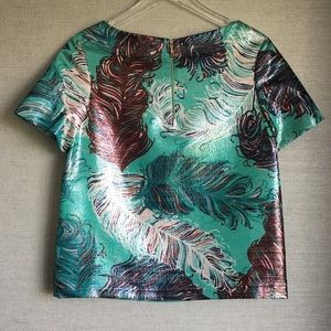 Kate Spade regal Plumes Shimmer top